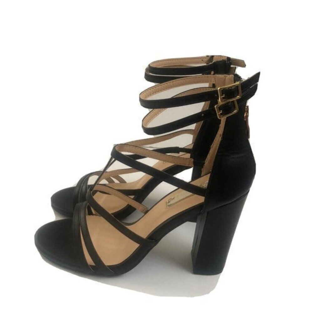 Olivia Miller Women’s strappy Shoes Sandle Black size 9 Ankle Strap Back Zip